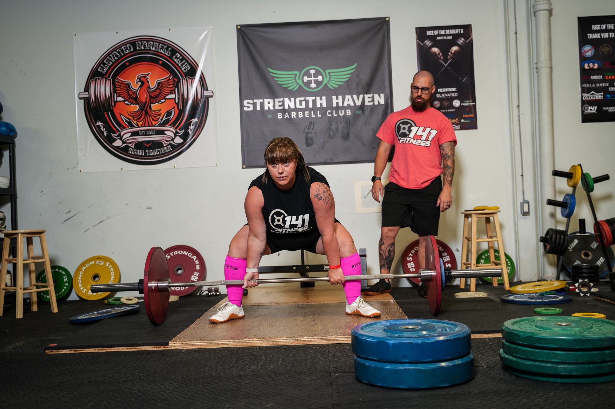 141Fitness athlete deadlifting at Strength Haven Barbell Club competition, coached by 141Fitness